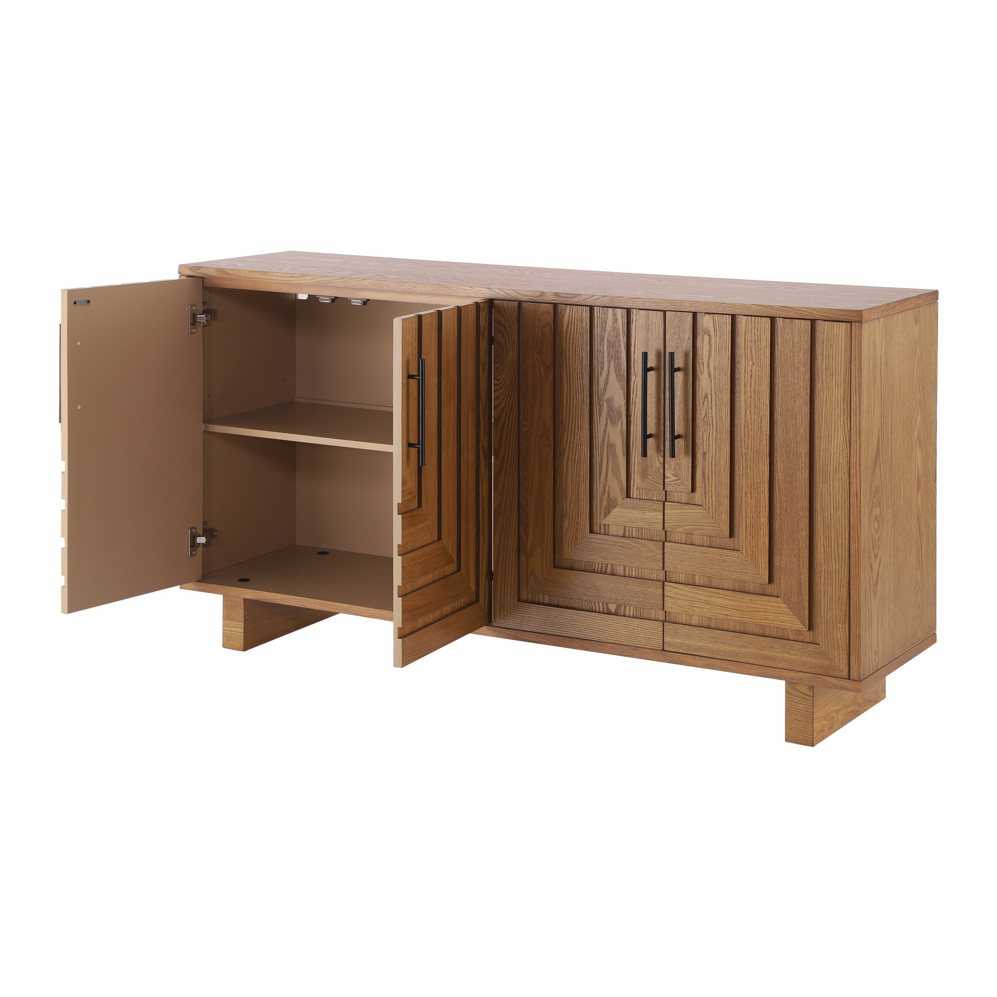 Natural MDF Sideboard Buffet - 59" Dining Storage Cabinet