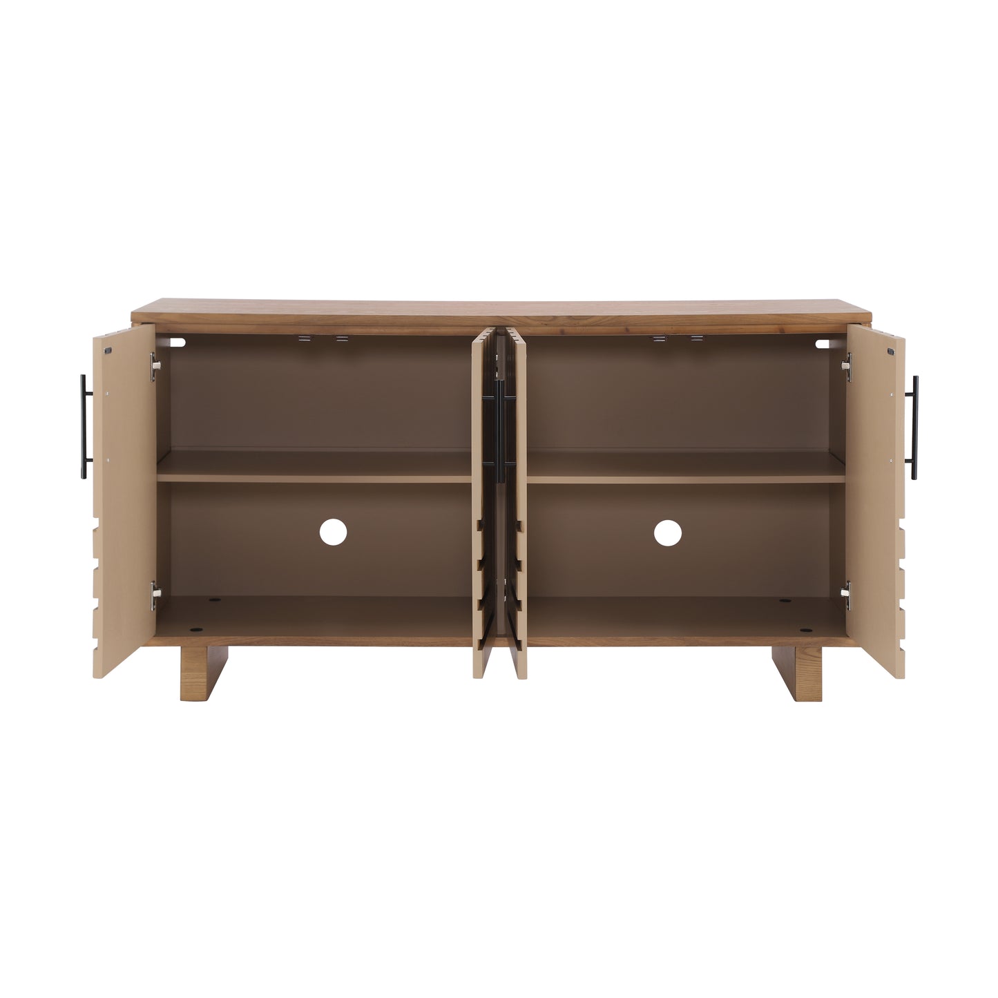 Natural MDF Sideboard Buffet - 59" Dining Storage Cabinet