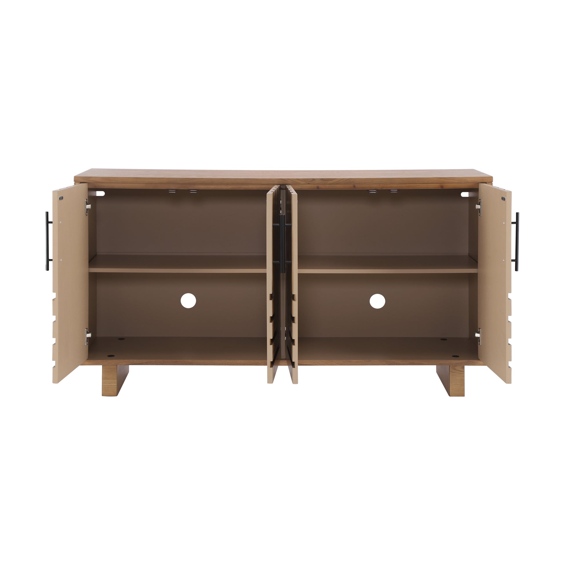 Natural MDF Sideboard Buffet - 59" Dining Storage Cabinet