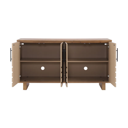 Natural MDF Sideboard Buffet - 59" Dining Storage Cabinet