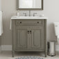 30 Inches Vintage Bathroom Vanity with Sink, Rustic Bathroom Cabinet with Soft Close Doors and Adjustable Shelf, Curved Profile Design, Rubber Wood Legs, Gray