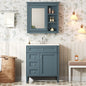 30'' Bathroom Vanity with Top Sink, Modern Bathroom Storage Cabinet with 2 Drawers and a Tip-out Drawer, Freestanding Vanity Set with Mirror Cabinet, Single Sink Bathroom Vanity (Same as SW000126AAF)