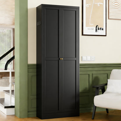 Black Metal Kitchen Cabinet with Adjustable Shelves for Heavy Storage for Living Room