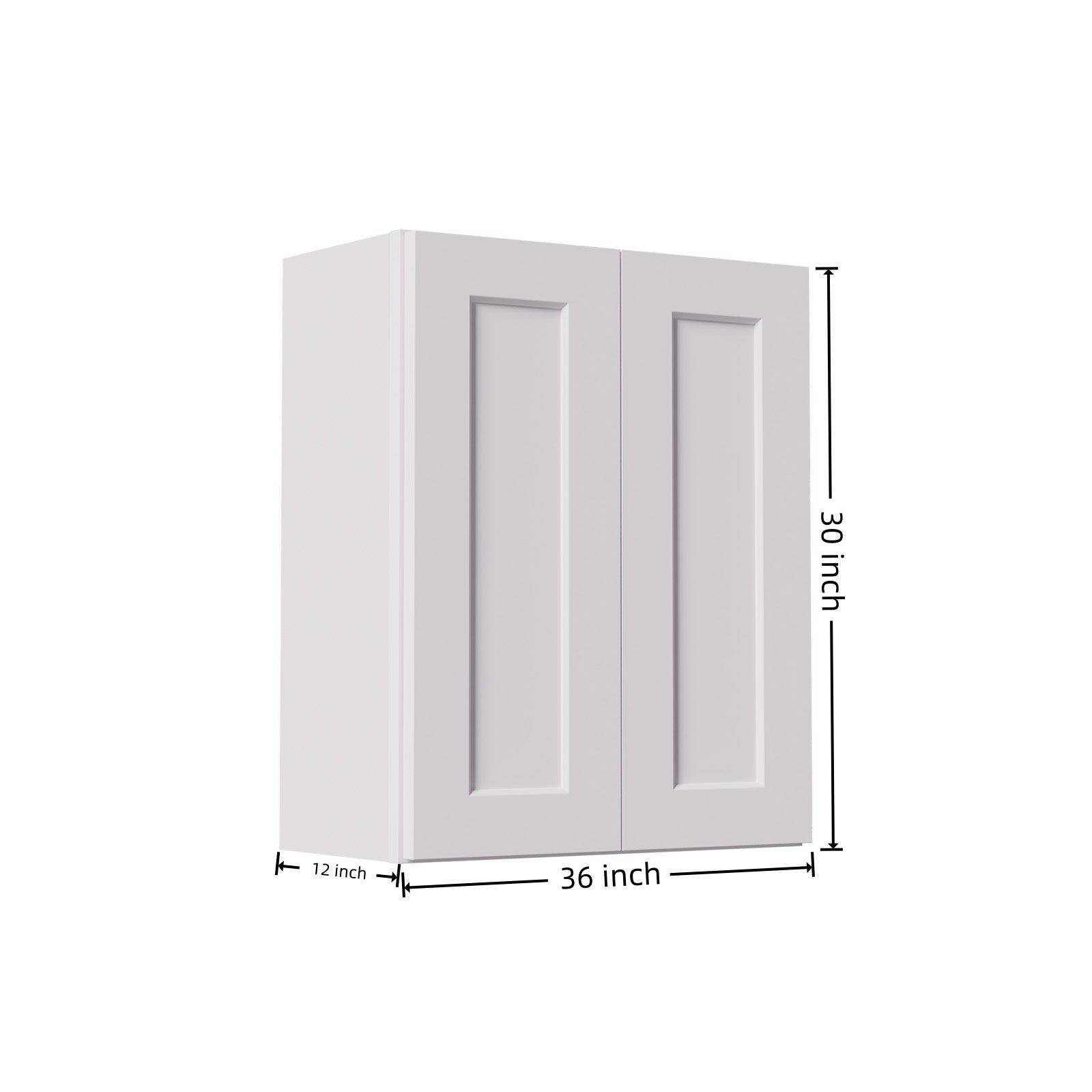 36 Inch White Shaker Wall Cabinet - Adjustable Shelves