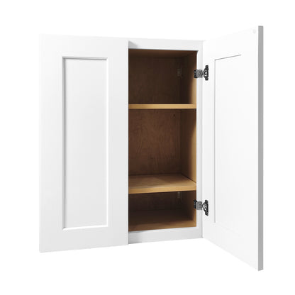 36 Inch White Shaker Wall Cabinet - Adjustable Shelves