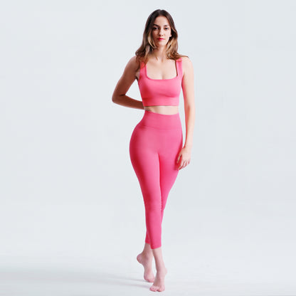 Rose Nylon Mesh Yoga Leggings - Gym Workout Pants