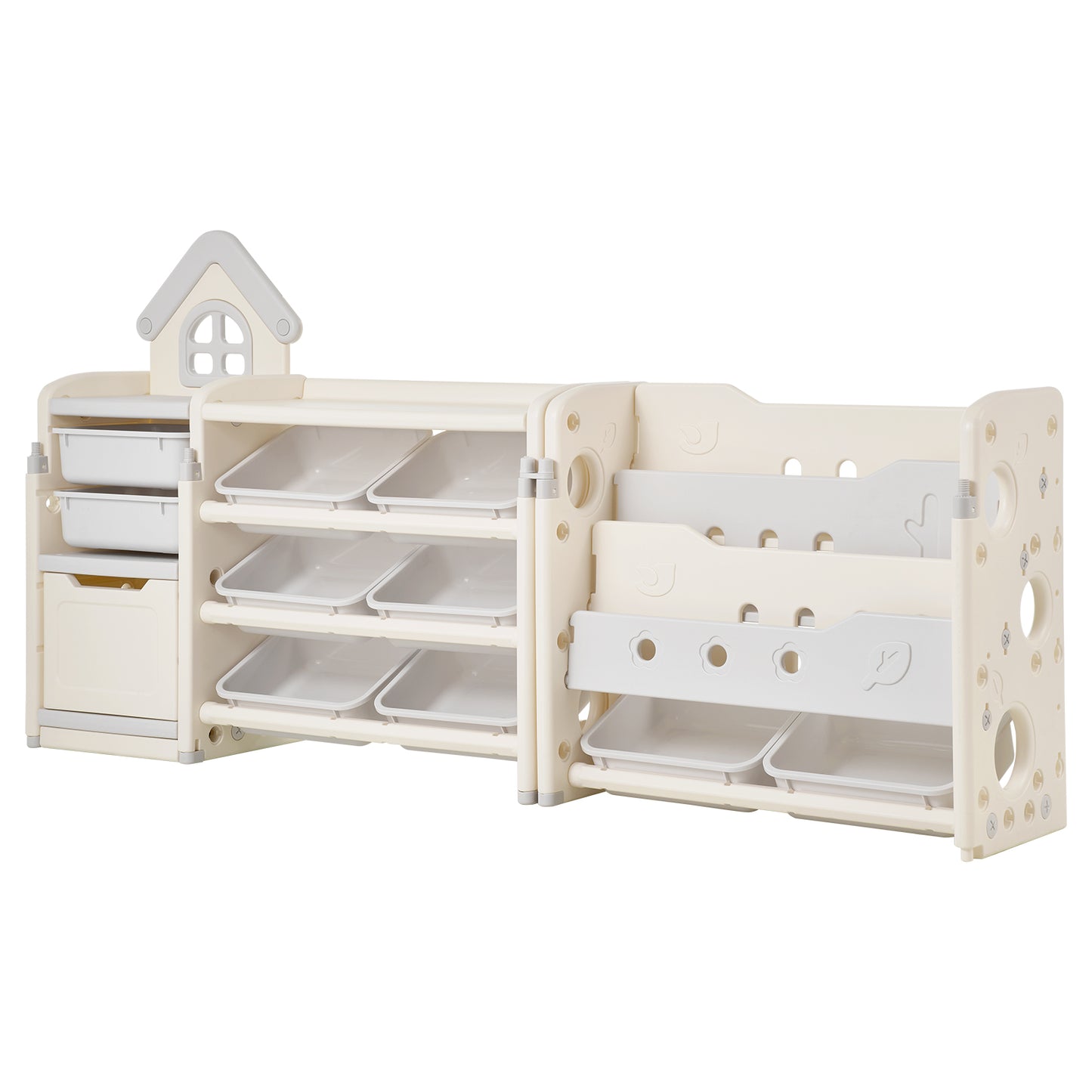 Gray Beige Kids Toy Storage Shelf - 4 Tier Organizer