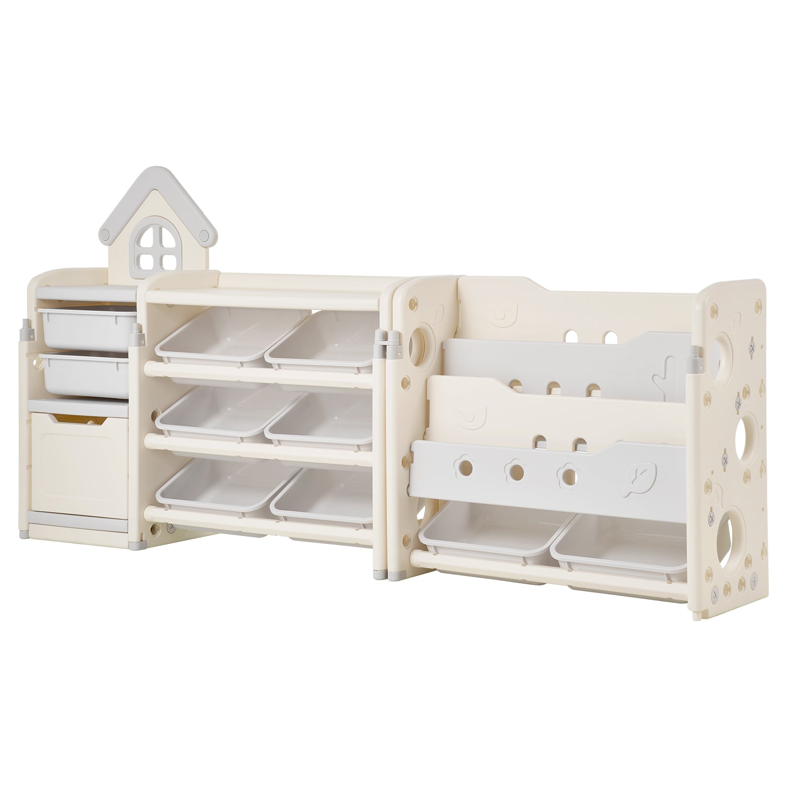 Gray Beige Kids Toy Storage Shelf - 4 Tier Organizer