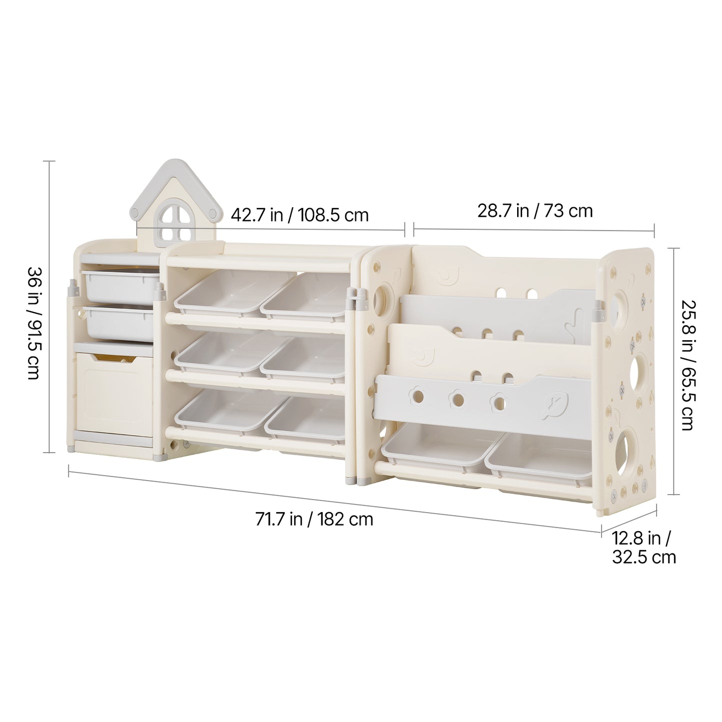 Gray Beige Kids Toy Storage Shelf - 4 Tier Organizer