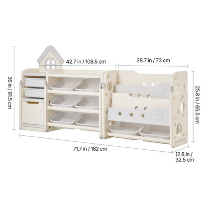Gray Beige Kids Toy Storage Shelf - 4 Tier Organizer