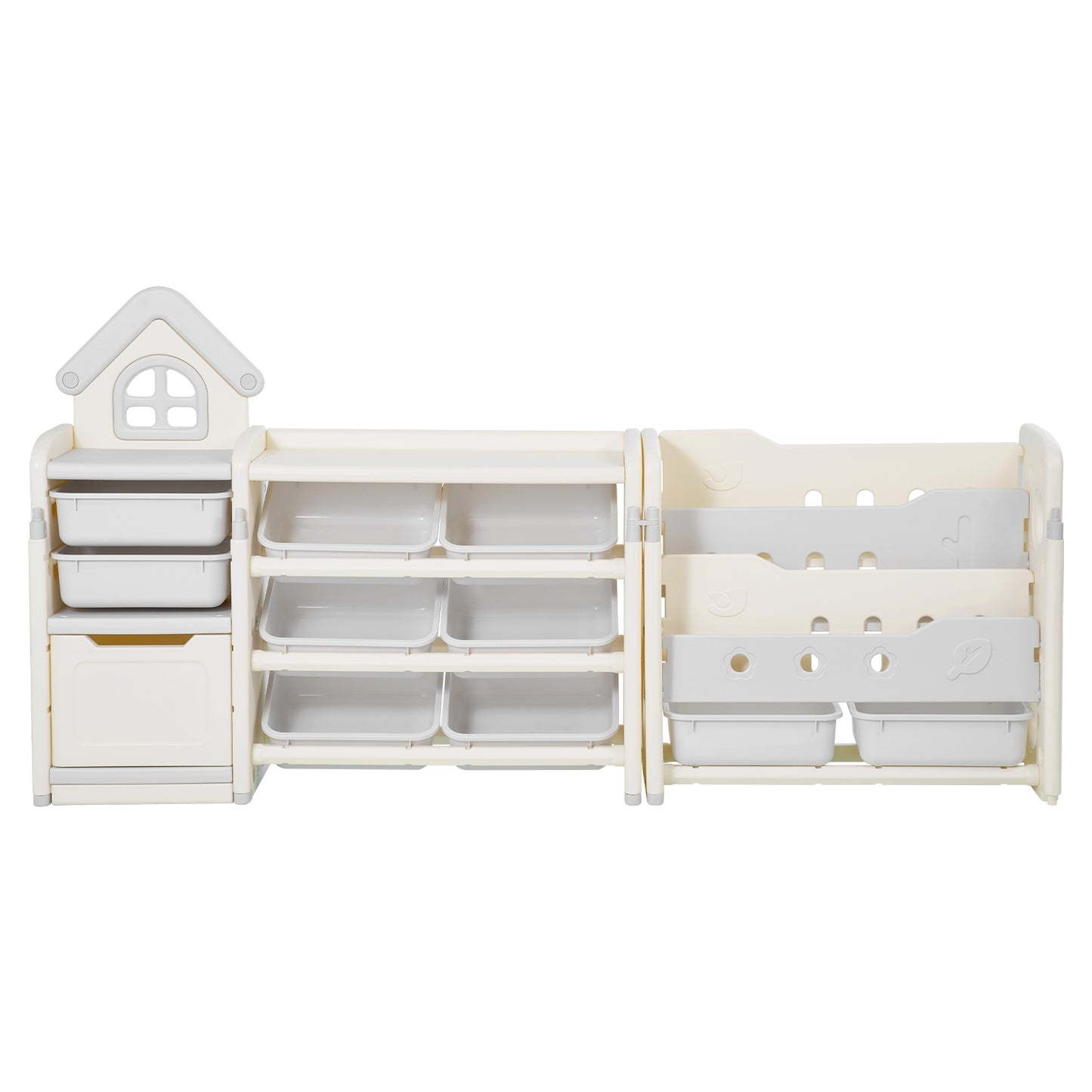 Gray Beige Kids Toy Storage Shelf - 4 Tier Organizer