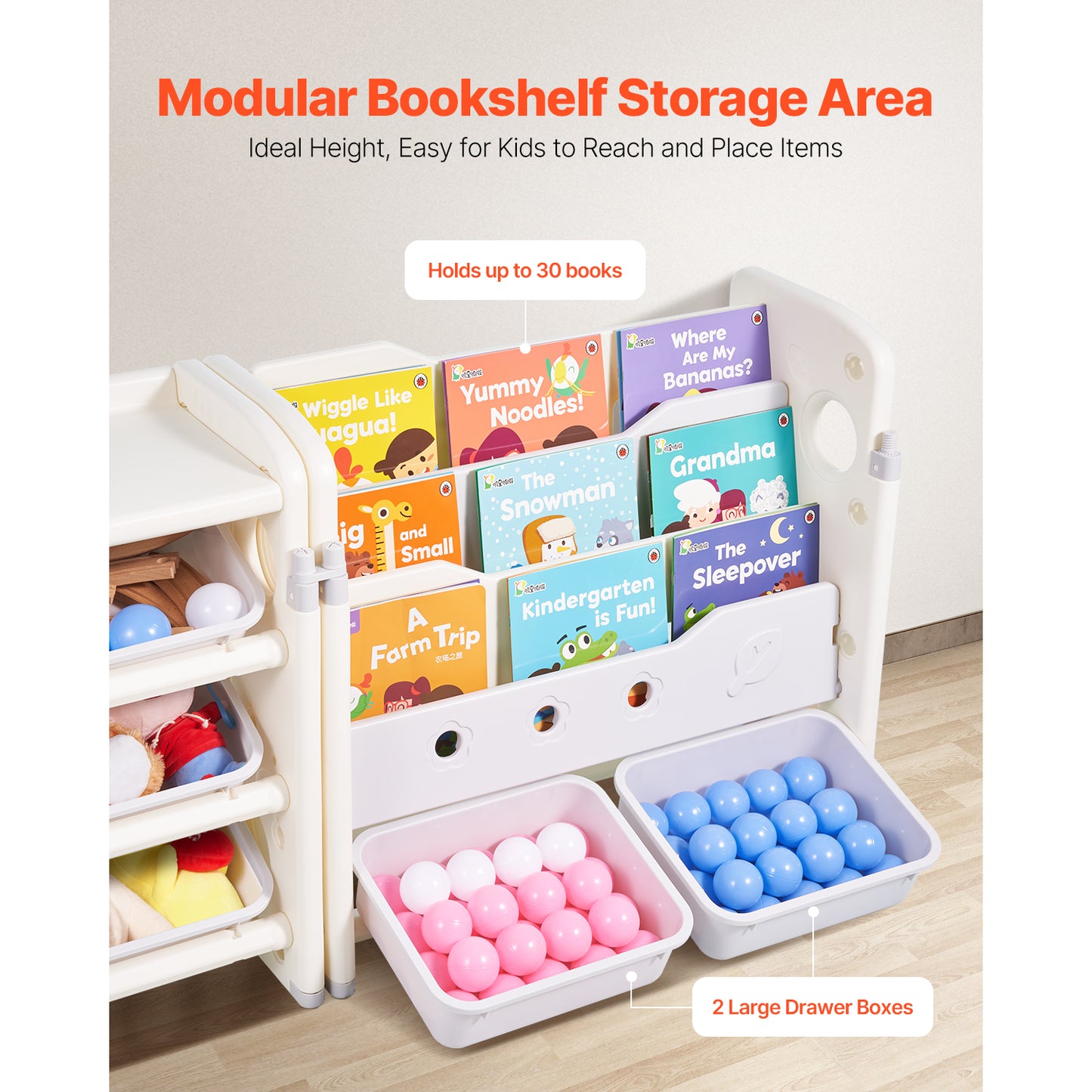 Gray Beige Kids Toy Storage Shelf - 4 Tier Organizer