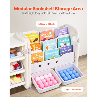 Gray Beige Kids Toy Storage Shelf - 4 Tier Organizer
