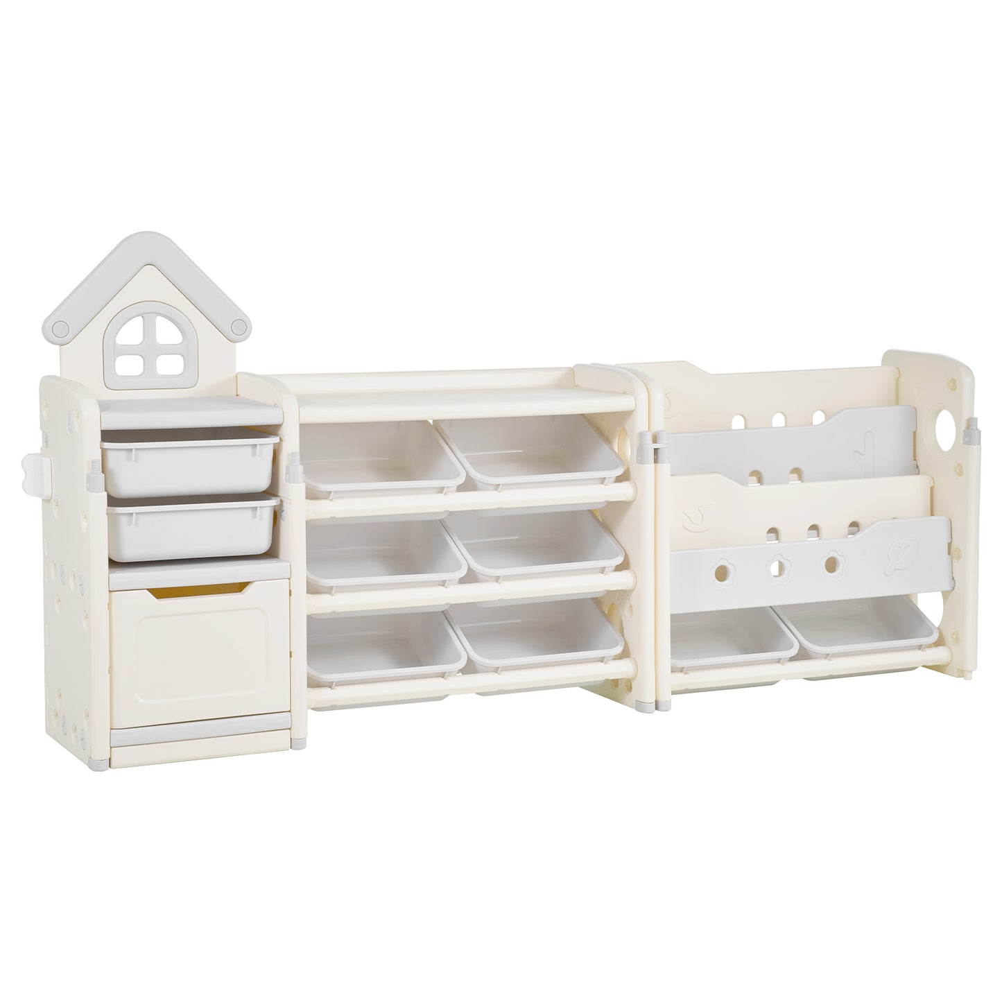 Gray Beige Kids Toy Storage Shelf - 4 Tier Organizer