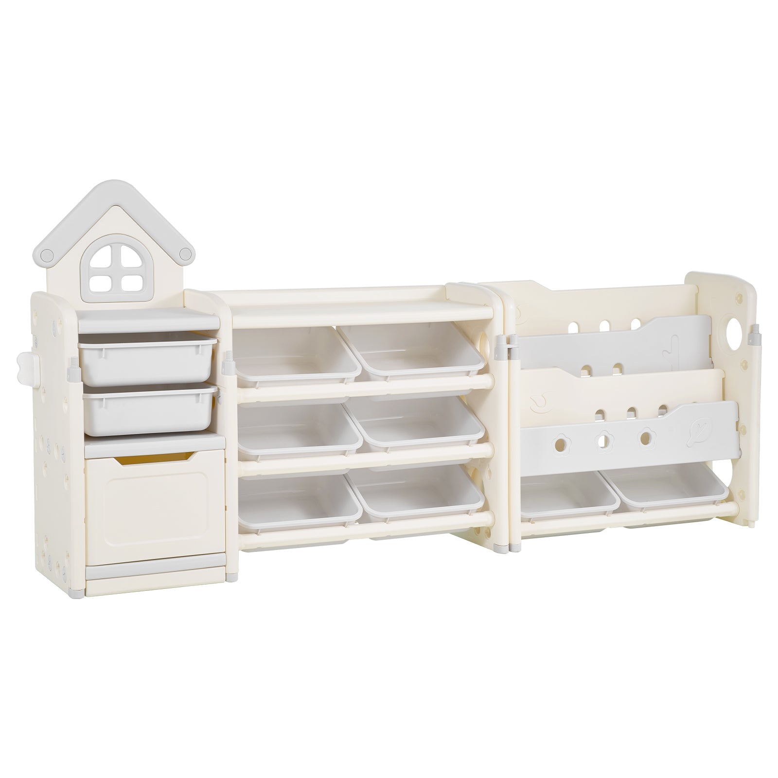Gray Beige Kids Toy Storage Shelf - 4 Tier Organizer