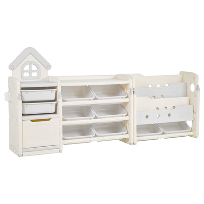 Gray Beige Kids Toy Storage Shelf - 4 Tier Organizer