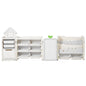 White Gray Kids Toy Storage Shelf with Bookshelf & Drawing Board