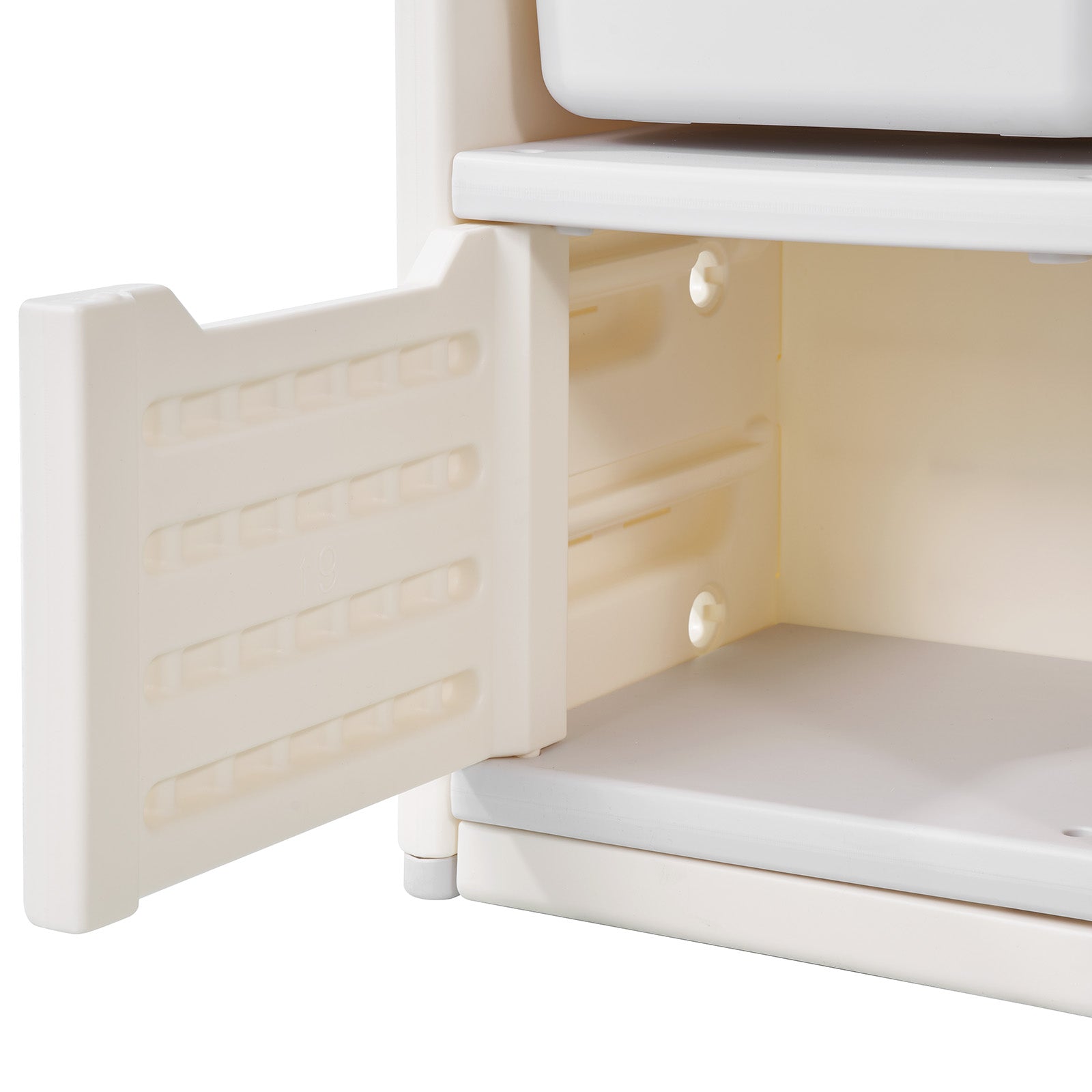 White Gray Kids Toy Storage Shelf with Bookshelf & Drawing Board