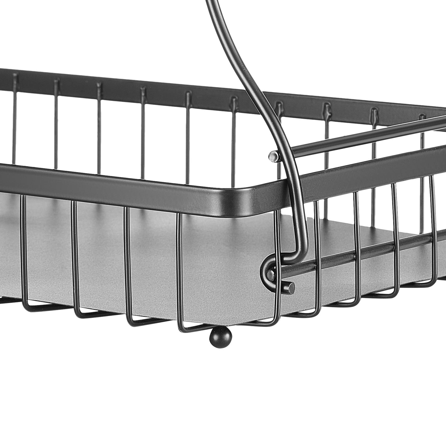 2 Tier Iron Fruit Basket - Black Storage Stand for Living Room
