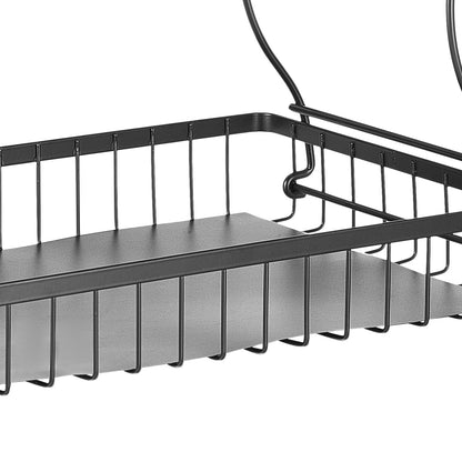 2 Tier Iron Fruit Basket - Black Storage Stand for Living Room