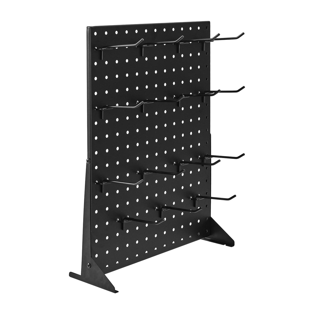 Pegboard Display Stand - 15 Hooks Black Steel Storage Shelf