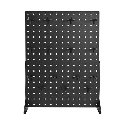 Pegboard Display Stand - 15 Hooks Black Steel Storage Shelf