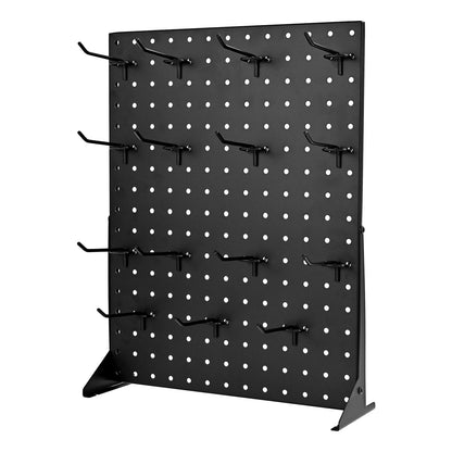 Pegboard Display Stand - 15 Hooks Black Steel Storage Shelf