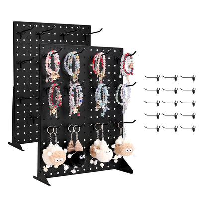 Pegboard Display Stand with 15 Hooks Pegboard Panels Display Black (1 PCS)