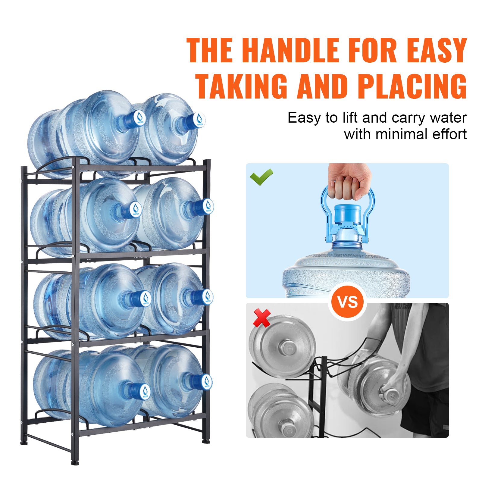 4 Tier Iron Water Jug Holder - Black Display Shelf