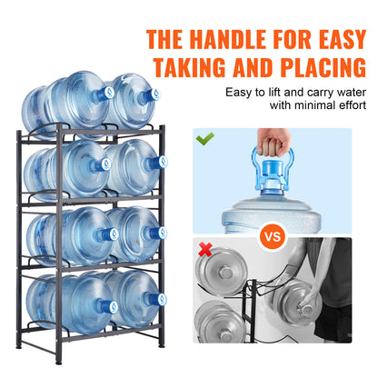 4 Tier Iron Water Jug Holder - Black Display Shelf
