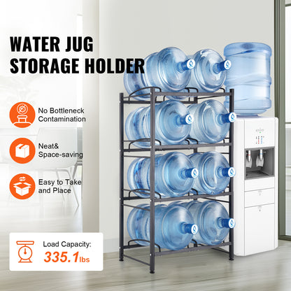 4 Tier Iron Water Jug Holder - Black Display Shelf