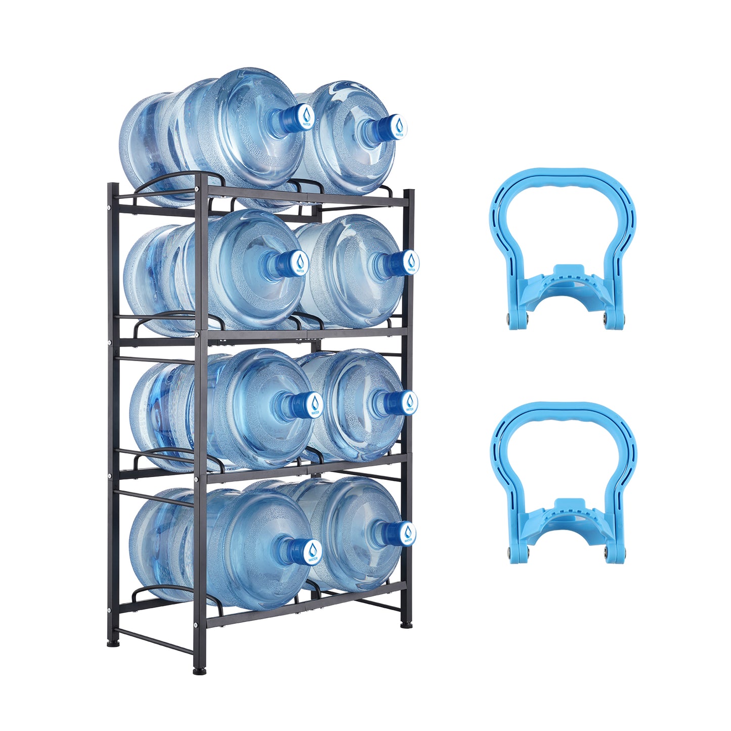 4 Tier Iron Water Jug Holder - Black Display Shelf