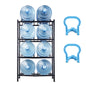 4 Tiers Water Jug Holder Double Row Water Bottle Rack for 8 Bottles Black