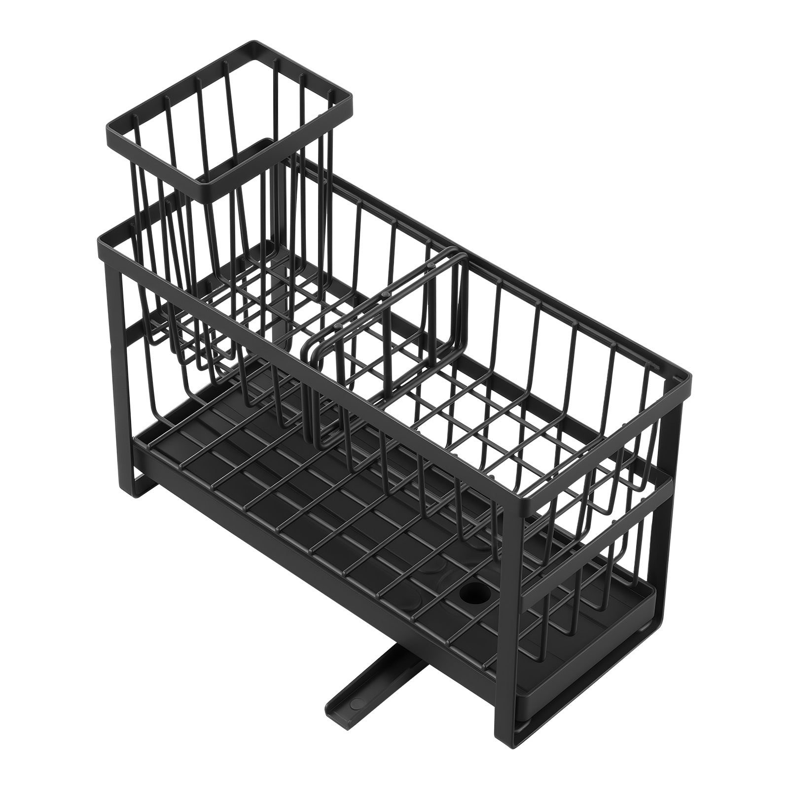 Black Carbon Steel Sink Caddy Organizer for Family Kitchen Storage