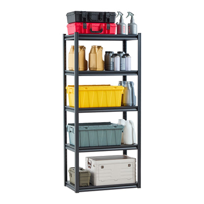 Black Carbon Steel 5-Tier Garage Shelving Unit for Living Room