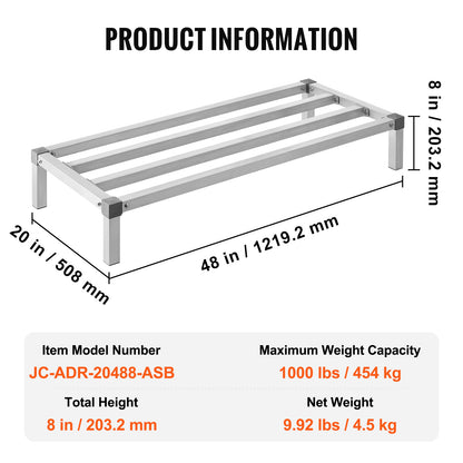 Aluminum Dunnage Rack - 48 x 20 Commercial Storage, 1000 lb Capacity