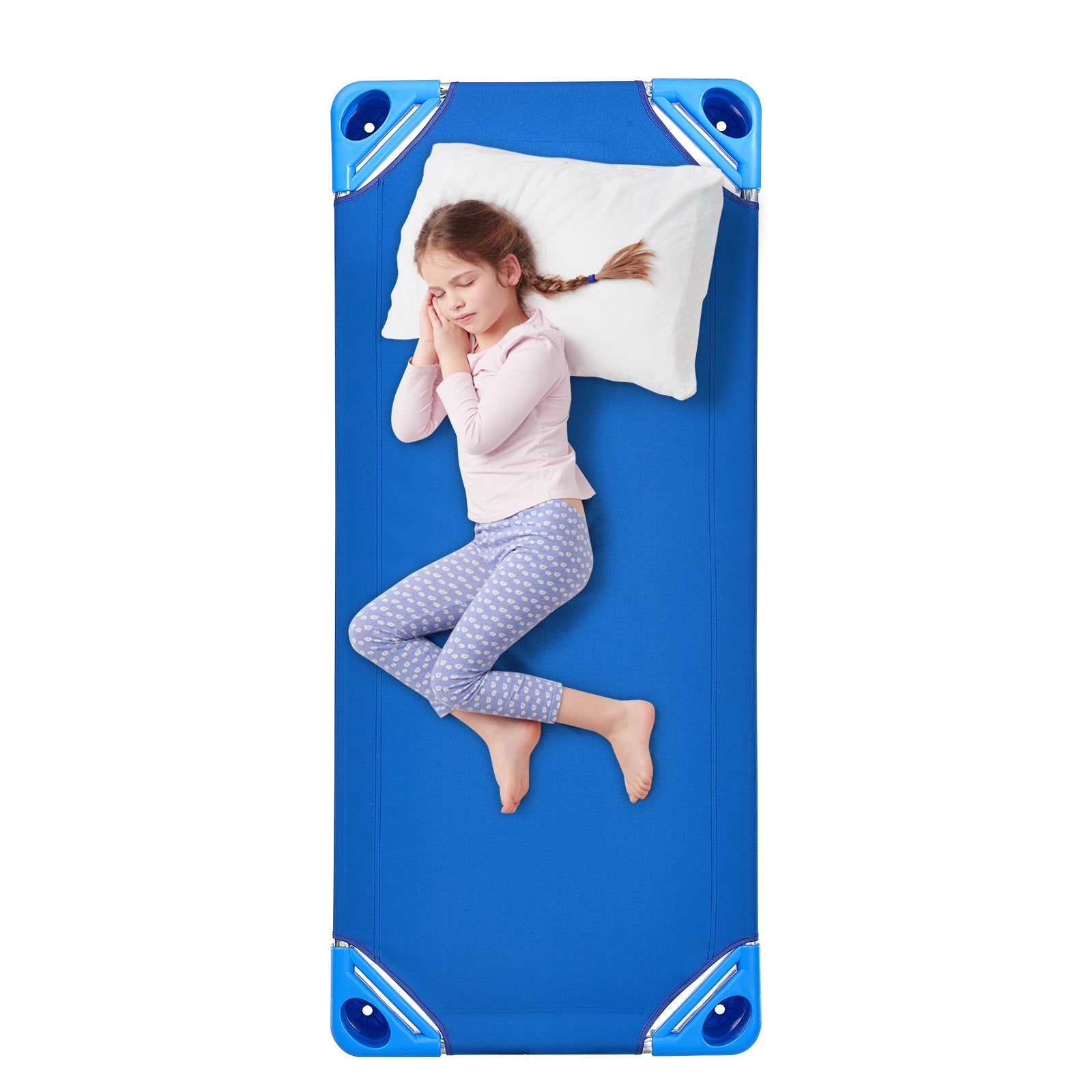 Stackable Kiddie Cot - 6 Pack, Portable Toddler Nap Cots, Blue