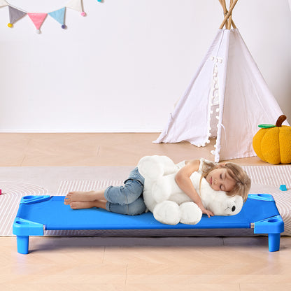 Stackable Kiddie Cot - 6 Pack, Portable Toddler Nap Cots, Blue