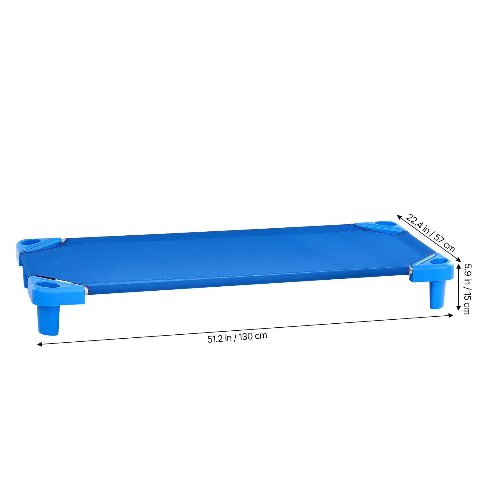 Stackable Kiddie Cot - 6 Pack, Portable Toddler Nap Cots, Blue