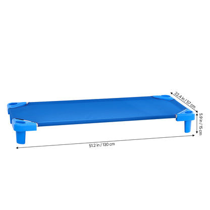 Stackable Kiddie Cot - 6 Pack, Portable Toddler Nap Cots, Blue