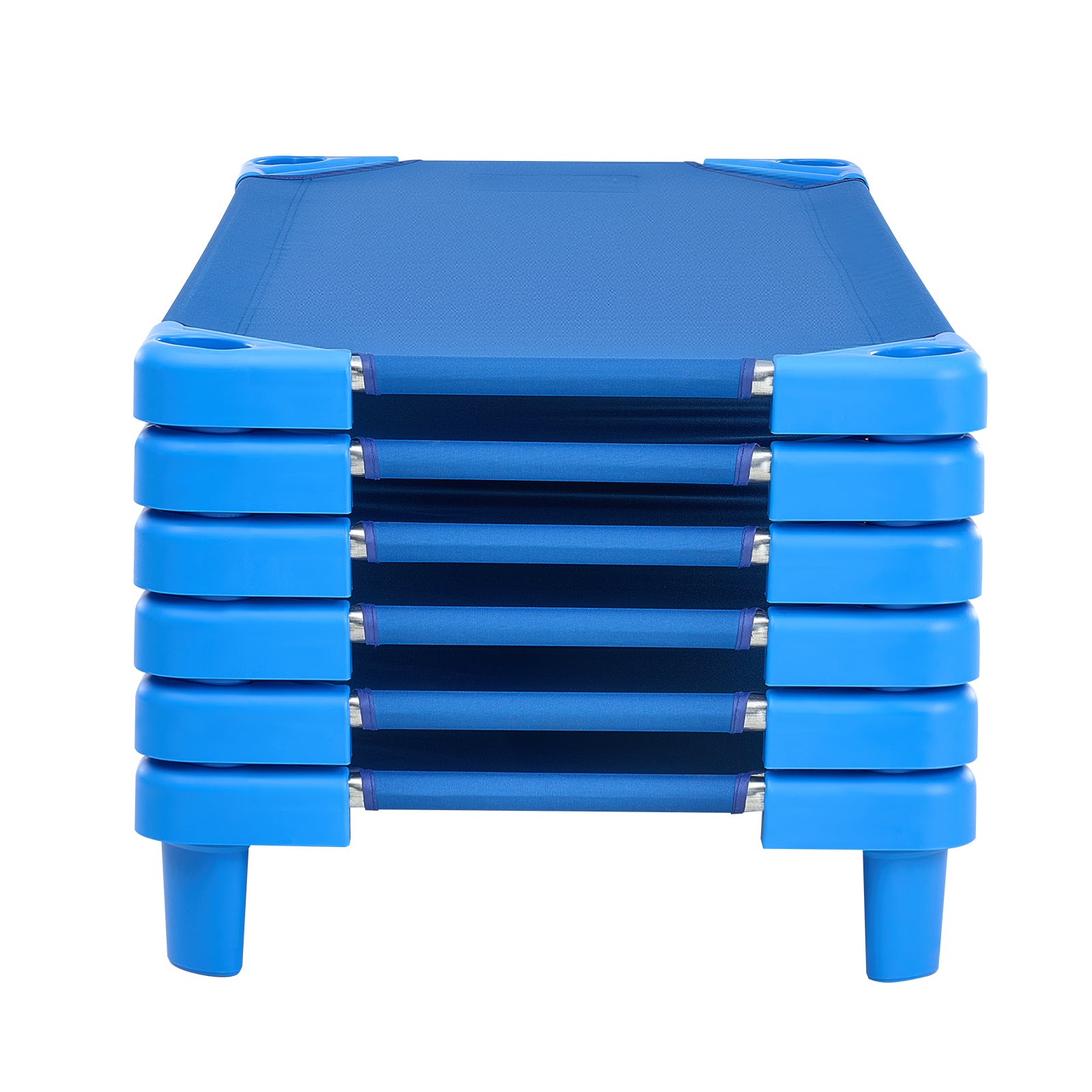 Stackable Kiddie Cot - 6 Pack, Portable Toddler Nap Cots, Blue