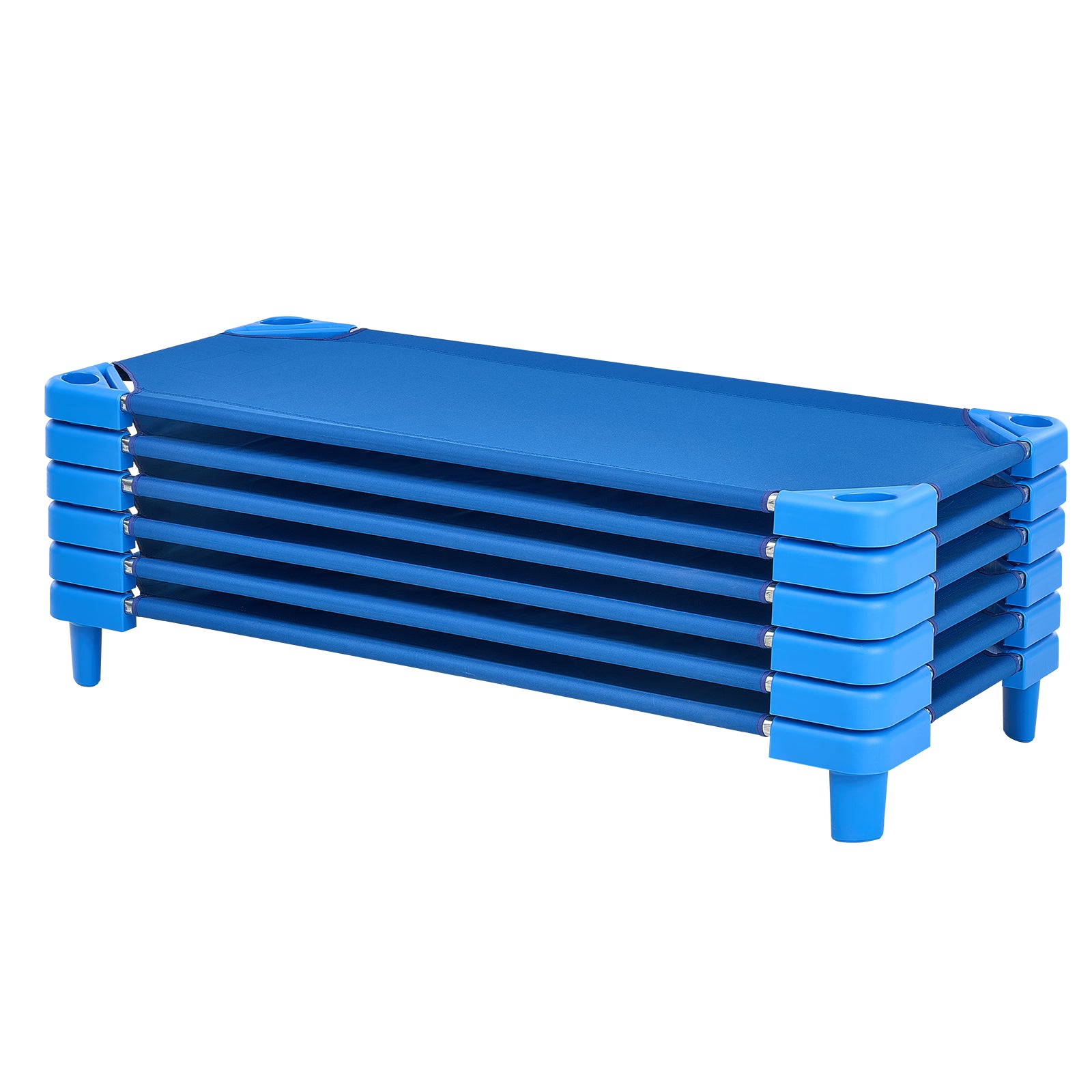 Stackable Kiddie Cot - 6 Pack, Portable Toddler Nap Cots, Blue