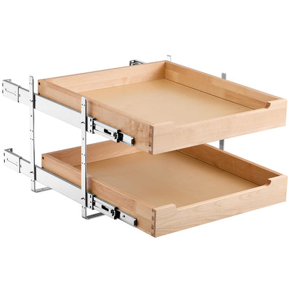 2 Tier Pull Out Cabinet Organizer Soft Close Slide Out Wood Drawer 20"W x 21"D