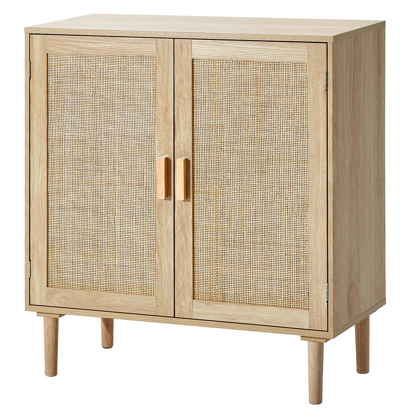 Rattan Cabinet, Rattan Storage Cabinet 31.5inch with 2 Magnetic Doors and Adjustable Shelves, Sideboard Buffet Cabinet for Hallway, Entryway, Living Room, or Kitchen, Natural