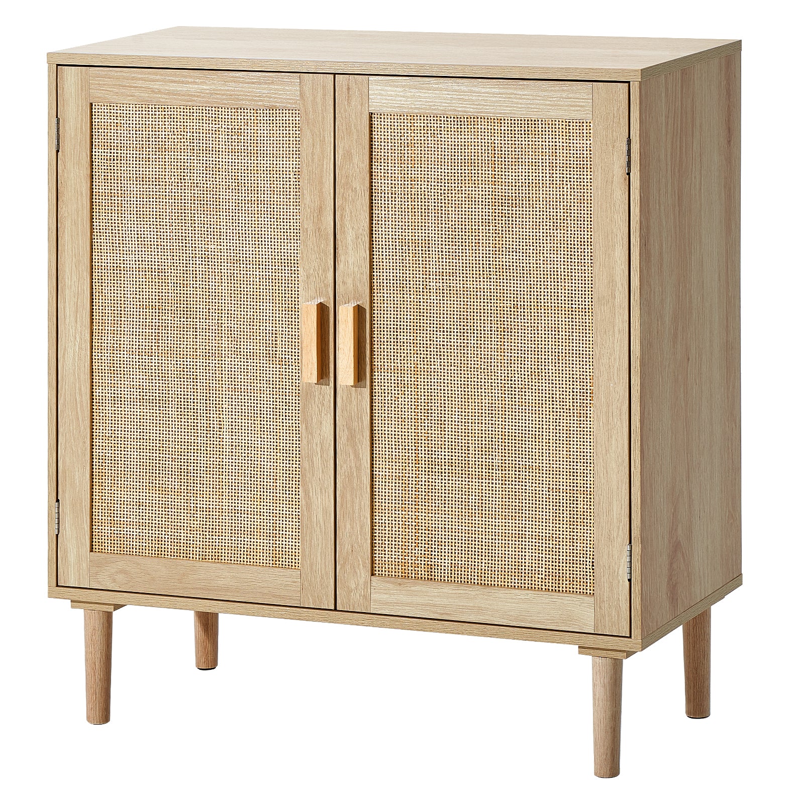 Rattan Cabinet, Rattan Storage Cabinet 31.5inch with 2 Magnetic Doors and Adjustable Shelves, Sideboard Buffet Cabinet for Hallway, Entryway, Living Room, or Kitchen, Natural