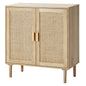 Rattan Cabinet, Rattan Storage Cabinet 31.5inch with 2 Magnetic Doors and Adjustable Shelves, Sideboard Buffet Cabinet for Hallway, Entryway, Living Room, or Kitchen, Natural