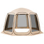 Screen House Tent, 12 x 11 ft, 10-12 Person Pop Up Screen Tent, Portable Screened in Canopy with Carry Bag, Netting Sides, Ground Stakes, for Garden, Patio, Backyard, Outdoor Activities, Beige
