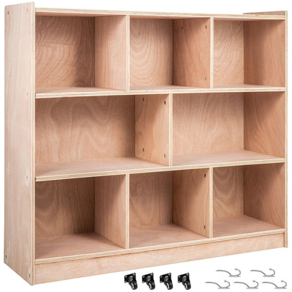 Classroom Storage Cabinet Plywood 8-Section Preschool Storage Shelves 36 Inch High Classroom Cabinet Storage with Casters