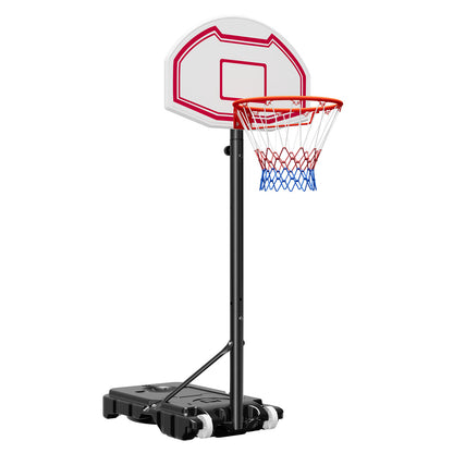 Portable Basketball Stand, 5.2 to 6.9 ft Height Adjustment Basketball Hoop & Goal, Kids Adjustable Basketballs Hoop with Nylon Net & Rolling Wheels, Portable Backboard Set for Patios, Poolside