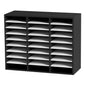 27 Compartments Wood Literature Organizer, Adjustable Shelves, Medium Density Fiberboard Mail Center, Office Home School Storage for Files, Documents, Papers, Magazines, Black+White